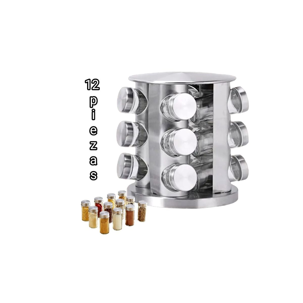 GENERICO - Botellas De Condimentos 12 piezas Estante Giratorio