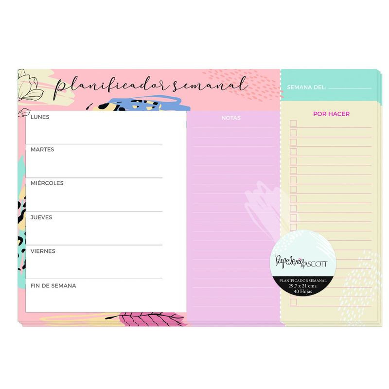 ASCOTT - Calendario Agenda Planificador Semanal Ascott 40hj 297x21cm