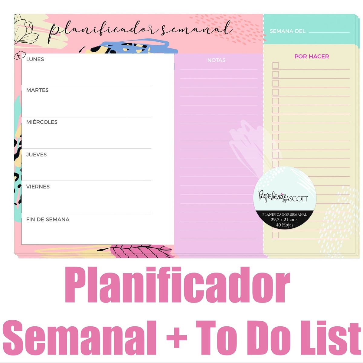 ASCOTT - Calendario Agenda Planificador Semanal Ascott 40hj 297x21cm
