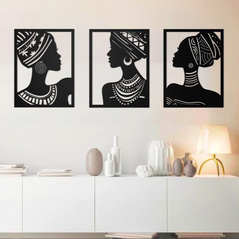 GENERICO - Cuadros Damas Africanas Pack 3 Unidades