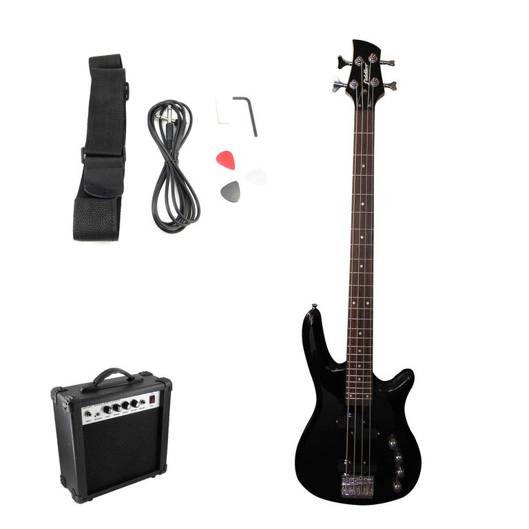 Bajo Electrico Negro + Amplificador 20W