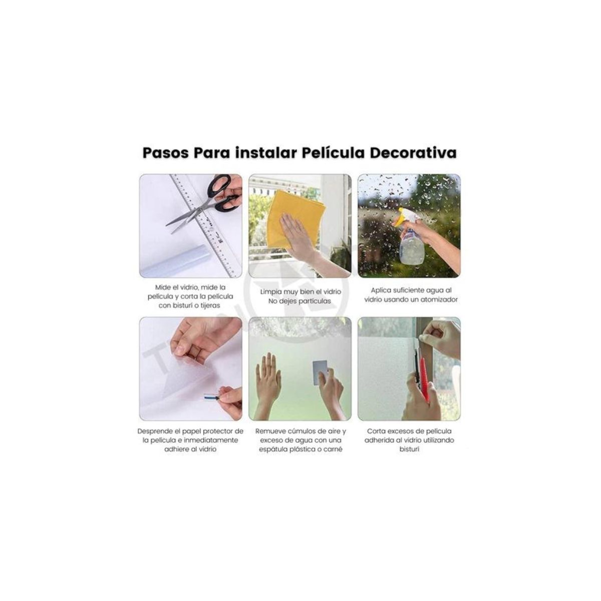 GENERICO - Vinilo Para Ventana 1 Rollo 2 mt X 45 cm Diseño cuadro blanco