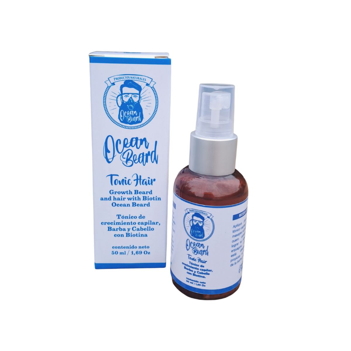 OCEAN BEARD - Tónico de crecimiento capilar para  Barba y Cabello