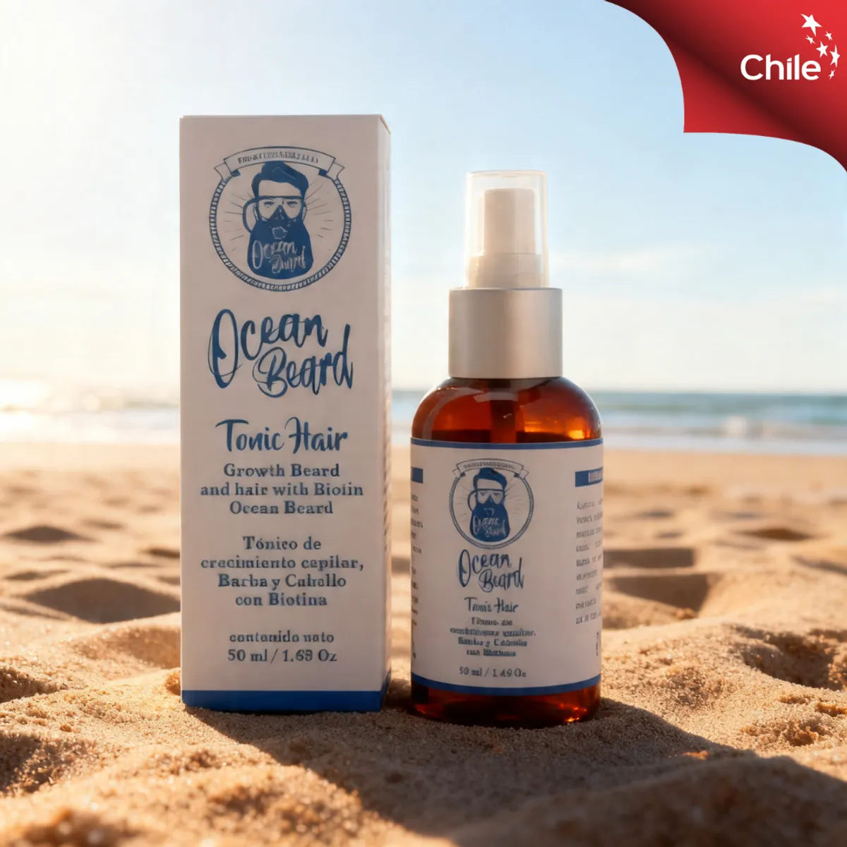 OCEAN BEARD - Tónico de crecimiento capilar para  Barba y Cabello
