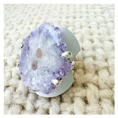 NATKA JOYAS - Anillo Geoda Amatista en Plata