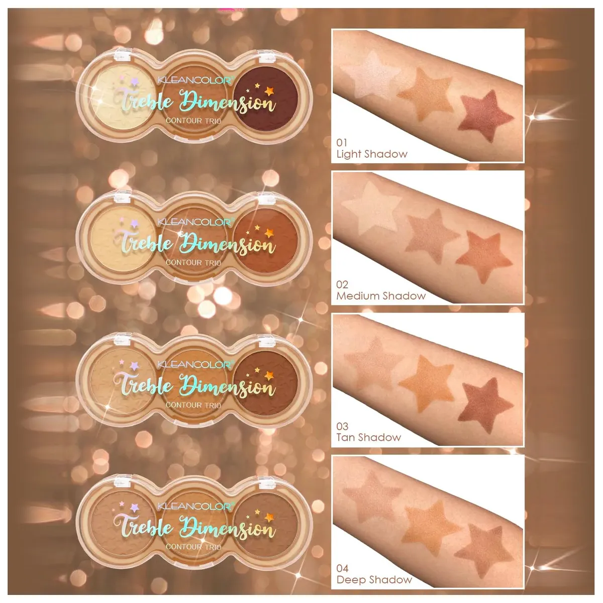 KLEANCOLOR - Paleta Trío de Contorno Treble Dimension Light KleanColor