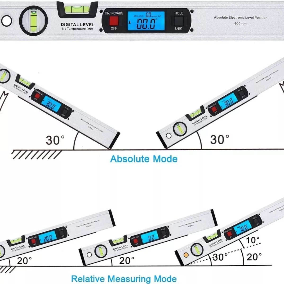 KUANGYE - Inclinometro Nivel Digital De Alta Precisión De Aluminio