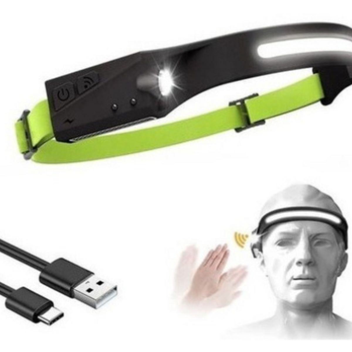 U BUY - Linterna Frontal Con Sensor Recargable Foco Cabeza Minera