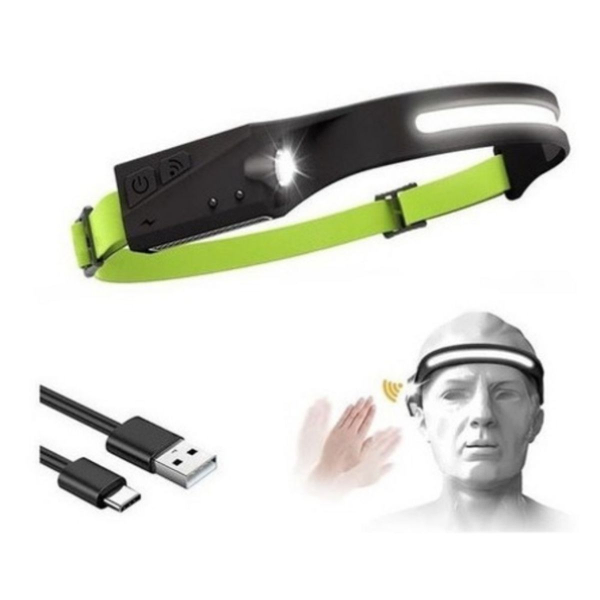 U BUY - Linterna Frontal Con Sensor Recargable Foco Cabeza Minera