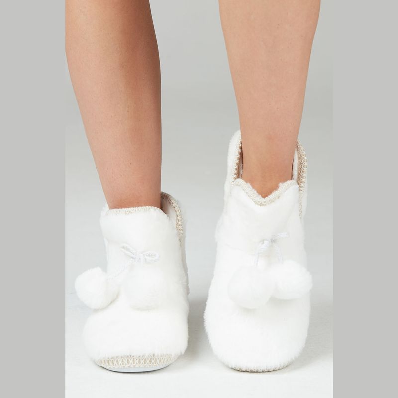 BARBIZON - Pantufla de Mujer Bota New Blanco