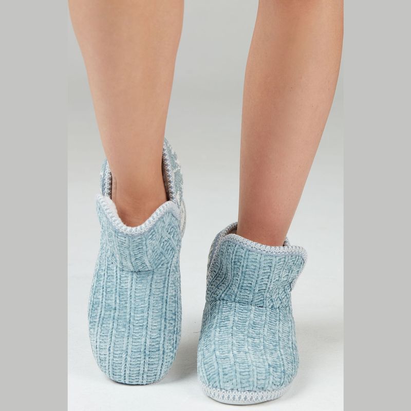 BARBIZON - Pantufla de Mujer Bota Chenille Celeste