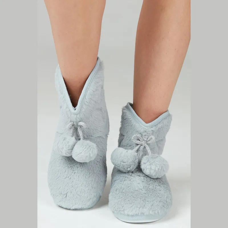 BARBIZON - Pantufla de Mujer Bota New Pon Pon Celeste