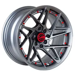 GENERICO - AMS 15X8.25 4X100 4X114.3 ET0 YOKITO QC1807 MATTE GUN/RED (SET 4 LLANTAS)