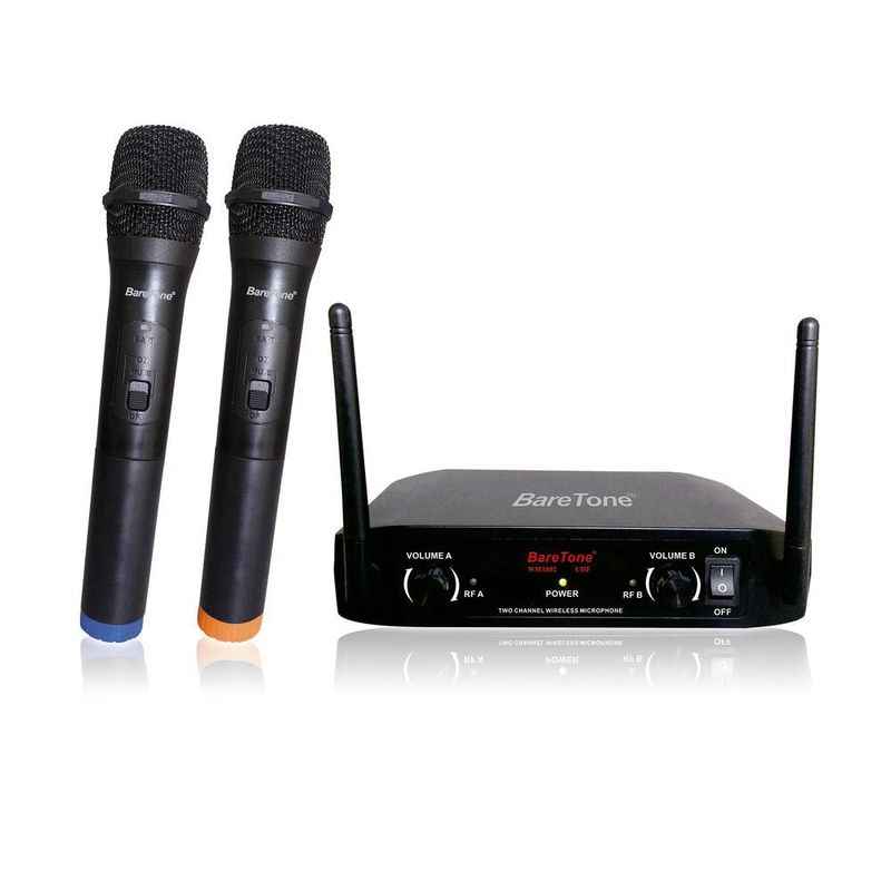 BARETONE - Micrófonos Baretone Inalámbricos WM1802 Profesionales Dinámicos