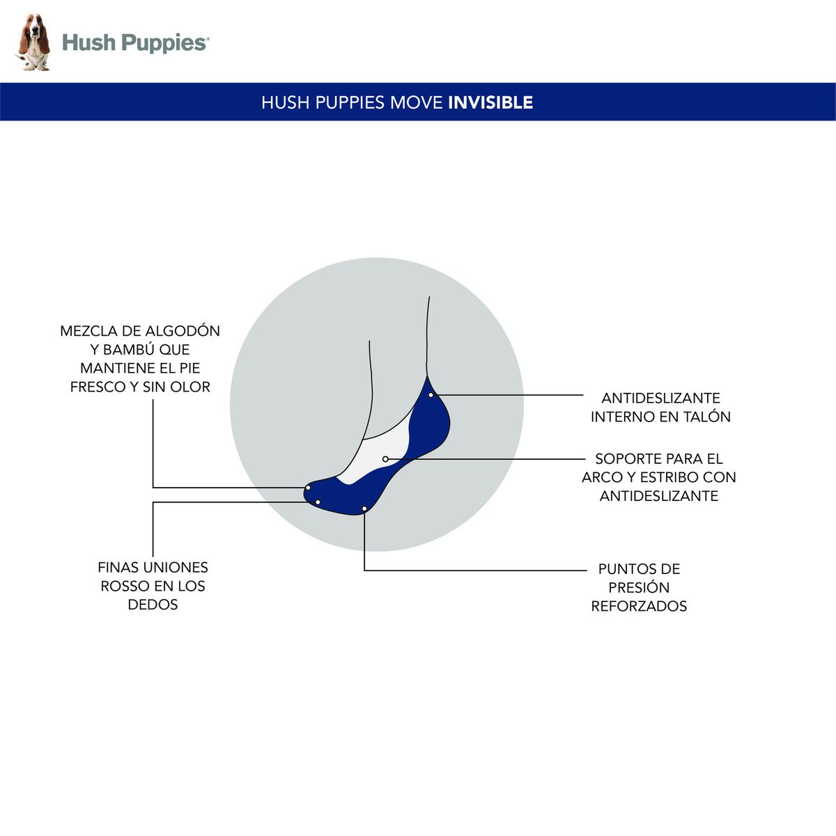 HUSH PUPPIES - Calcetín Mujer Move W Bll Cushion Blanco HUSH PUPPIES