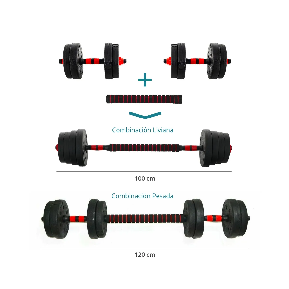 BODYTRAINER - Set Bodytrainer Mancuerna Ajustable mas Extensión 15 KG