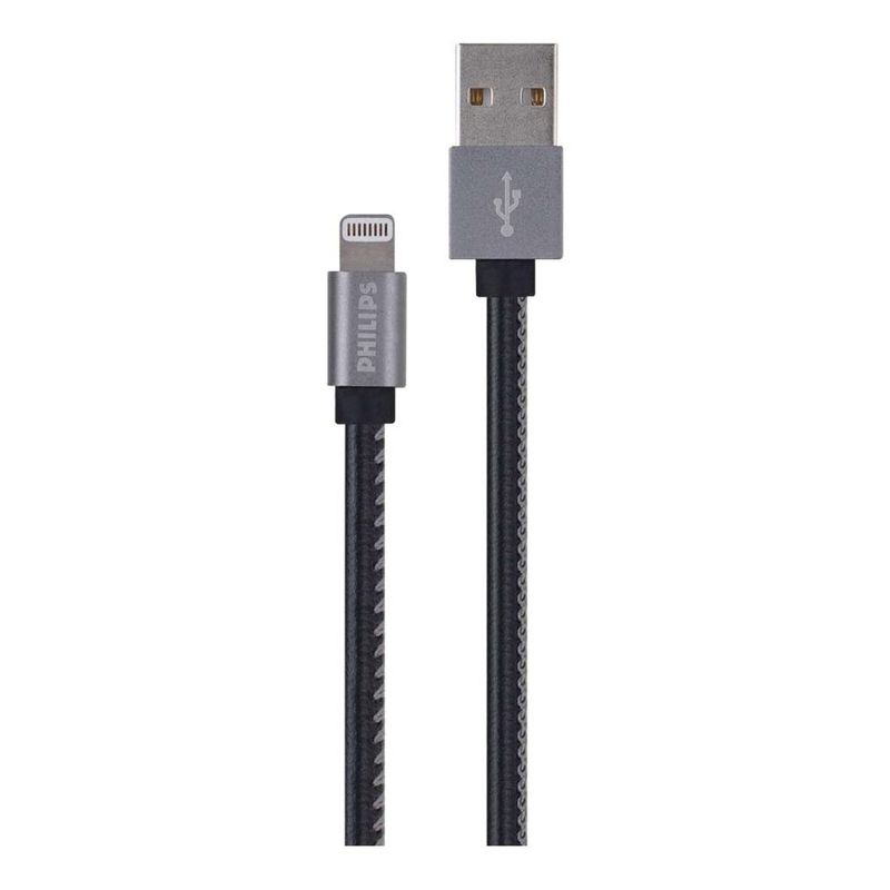 PHILIPS - Cable iPhone 1.2 Mts Goma Plano Negro Dlc2508cb PHILIPS