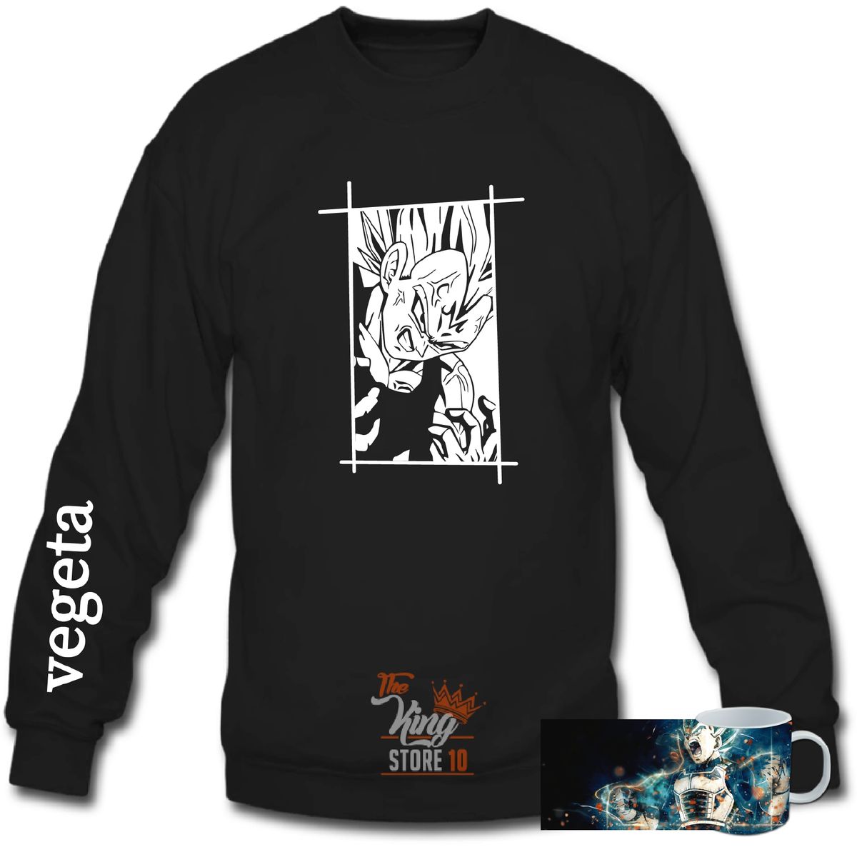 GENERICO - Poleron polo mas taza Dragon Ball Majin Vegeta Babidi Control Maligno