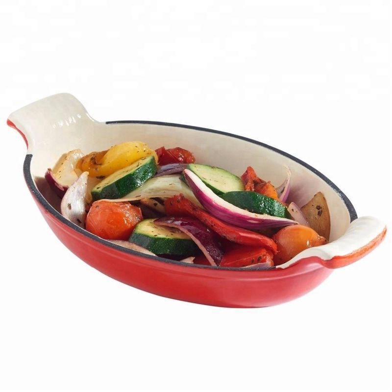 IMAHE - Plato De Hierro Enlozado 26 Cm Ovalado Rojo Briva