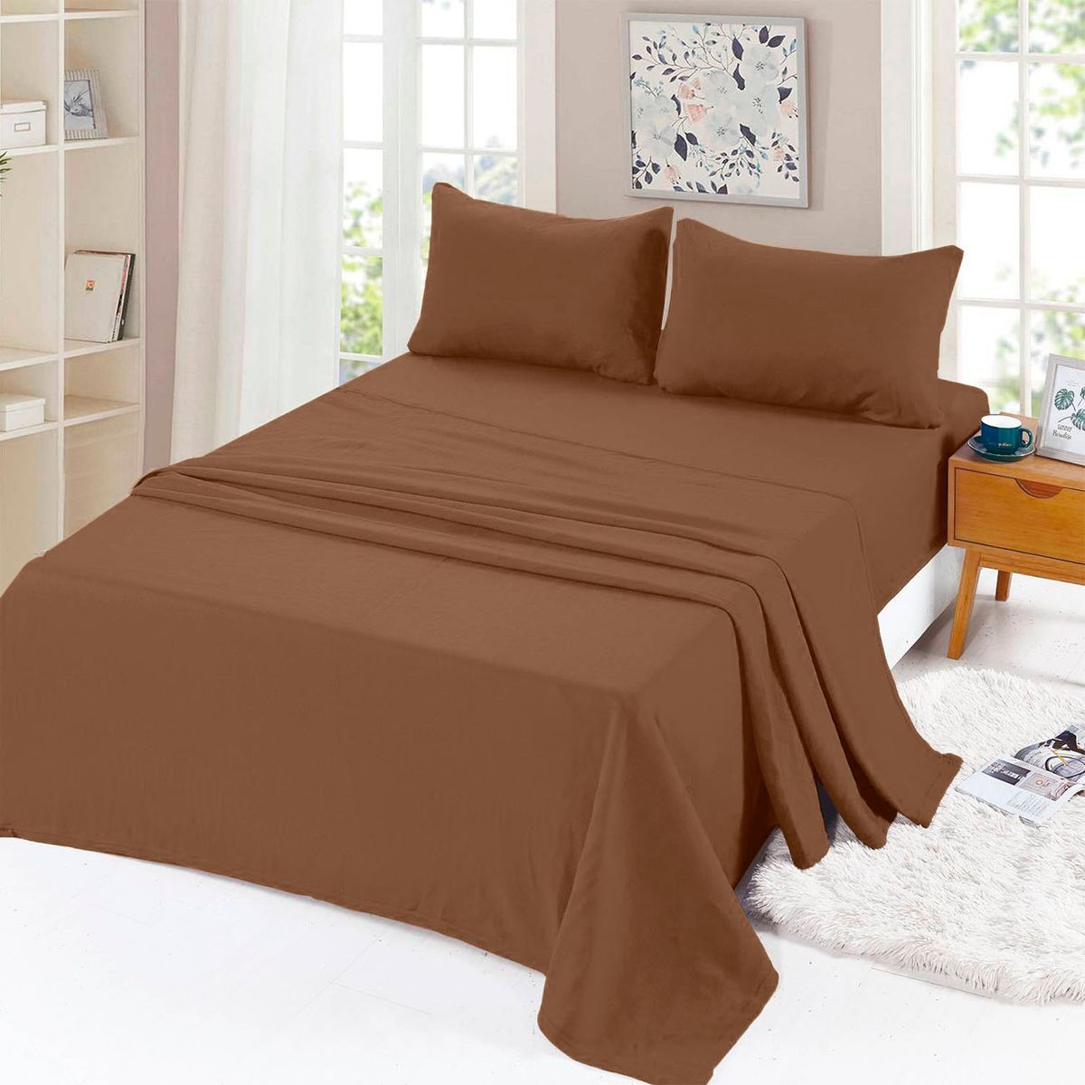 GENERICO - Juego de Sabanas De Polar 2.0 Plazas (Queen) - Café