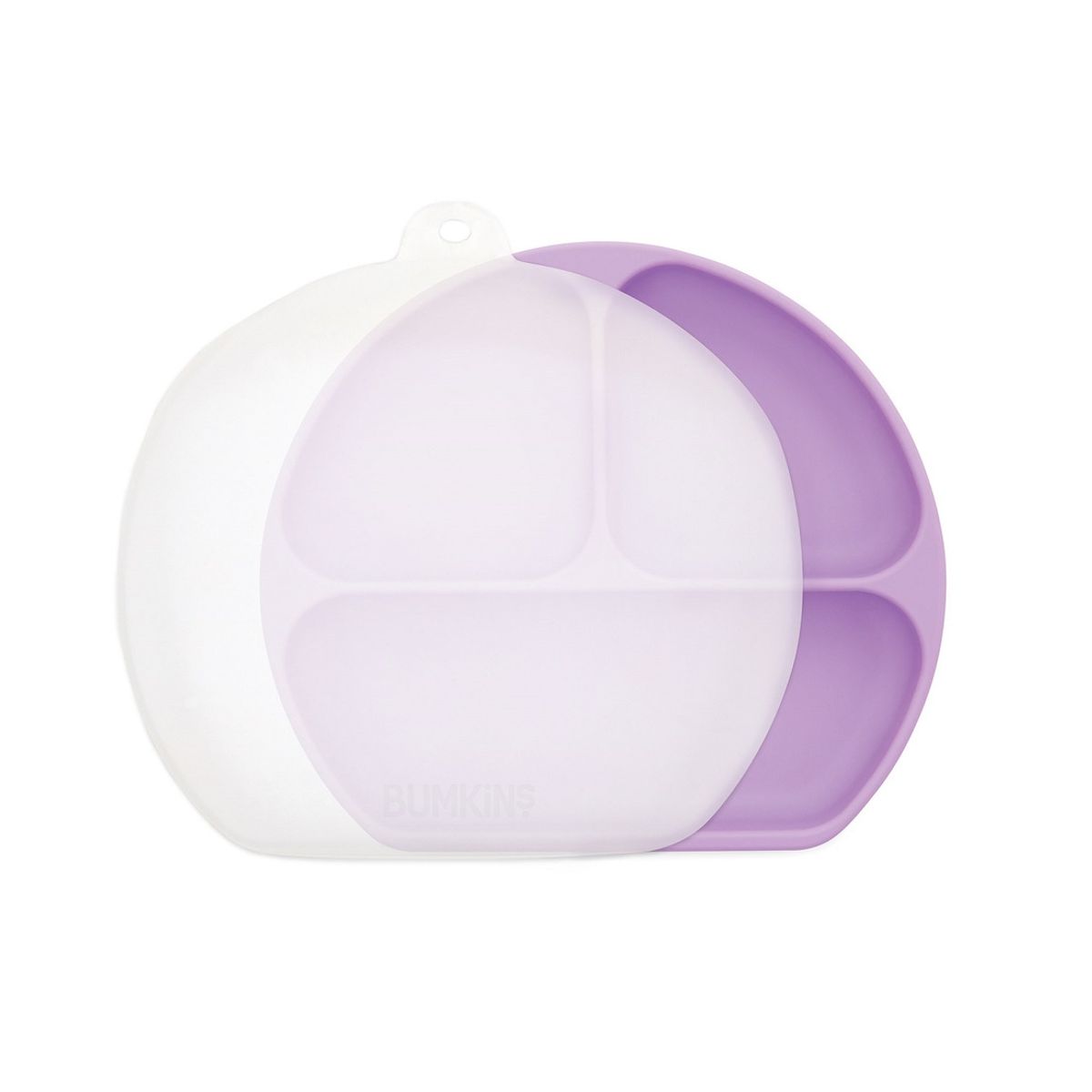 BUMKINS - Plato con tapa+agarre (silicona) / GripDish&StretchLid Morado BUMKINS