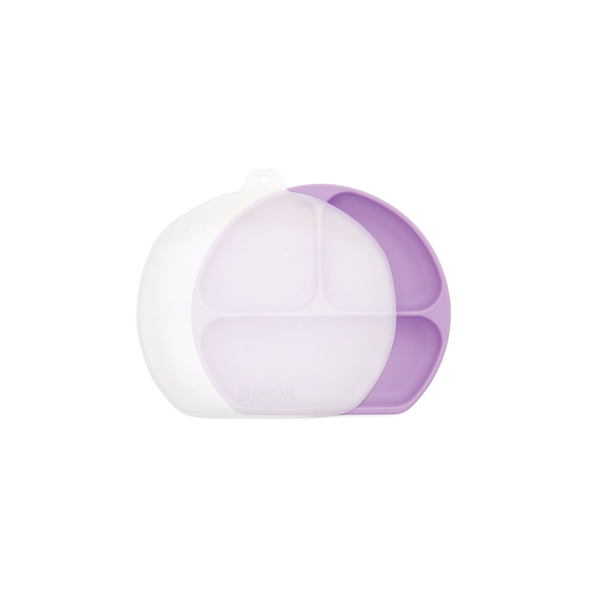 BUMKINS - Plato con tapa+agarre (silicona) / GripDish&StretchLid Morado BUMKINS