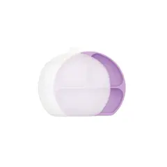 BUMKINS - Plato con tapa+agarre (silicona) / GripDish&StretchLid Morado