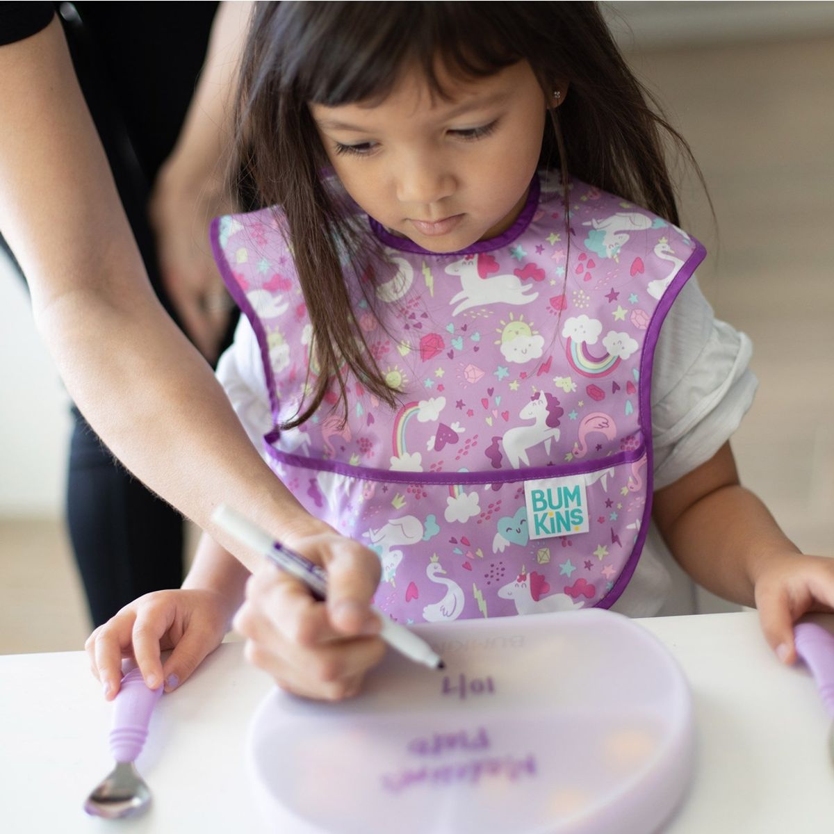 BUMKINS - Plato con tapa+agarre (silicona) / GripDish&StretchLid Morado BUMKINS