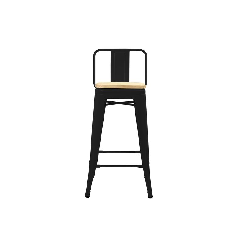 DE PIES A CABEZA - Piso Tolix Respaldo Bajo Negro Con Asiento Madera (66H) DE PIES A CABEZA