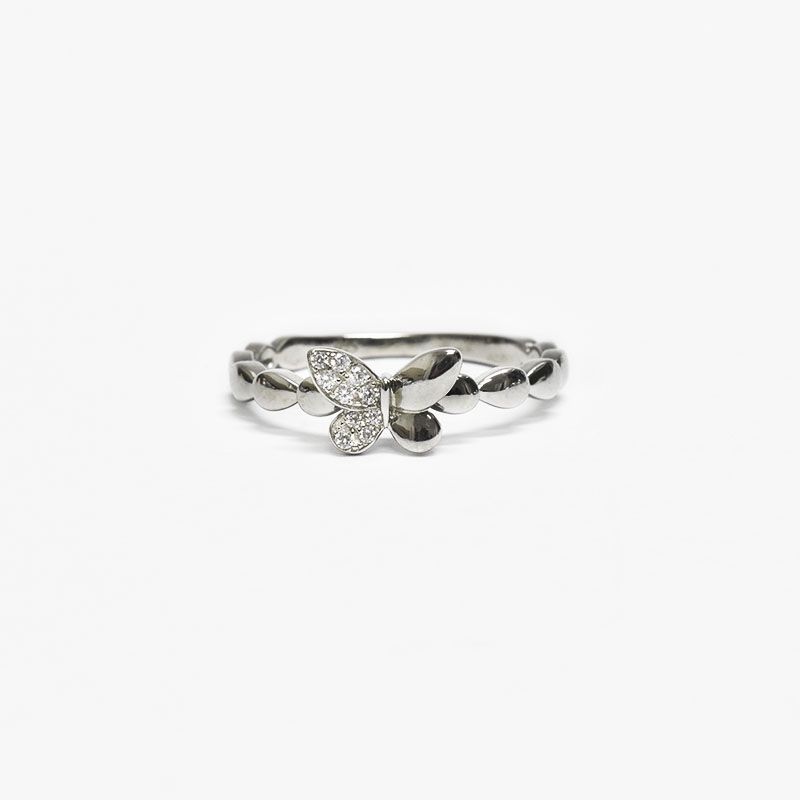 ROSETT - Anillo con mitad mariposa en circones y argolla de gotas Plata 925