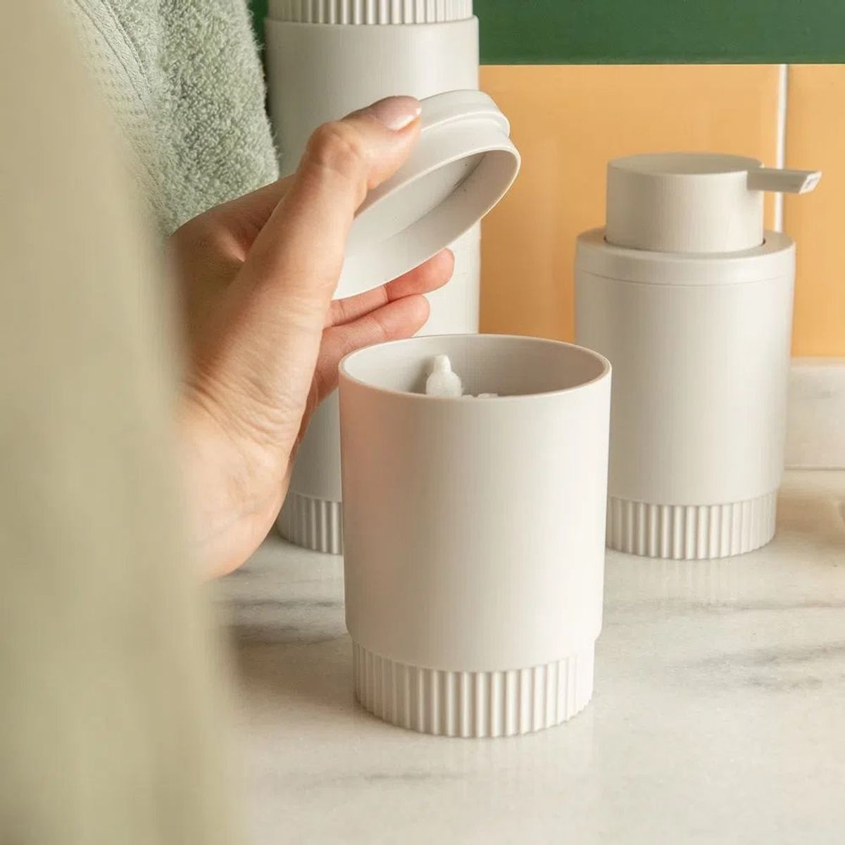 OU - Porta Algodón/Cepillo Dorica Beige - Beige