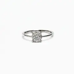 ROSETT - Anillo solitario con circón rodeado de micro circones