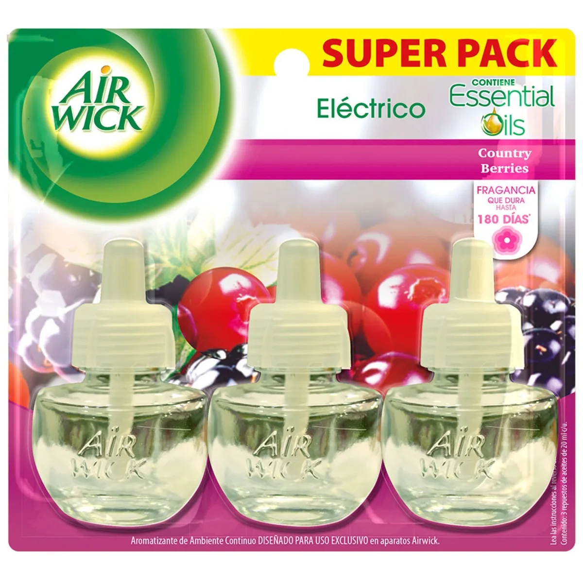 AIRWICK - Recarga Desodorante Electrico Country Berries Airwick 3 Un AIR WICK