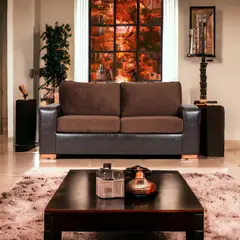 MUEBLES AMERICA - Sofá Infinity 3 Cuerpos Pu Café Felpa Café Moro