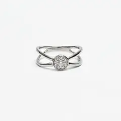 ROSETT - Anillo cruzado en X con circón redondo Plata 925