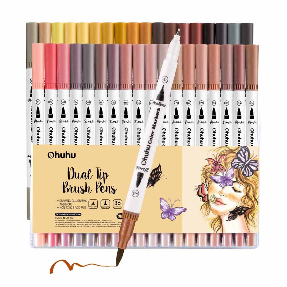 OHUHU - Ohuhu 36 Marcadores Tonos Piel Doble Punta Acuarelables