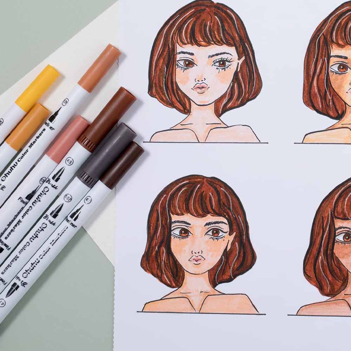 OHUHU - Ohuhu 36 Marcadores Tonos Piel Doble Punta Acuarelables