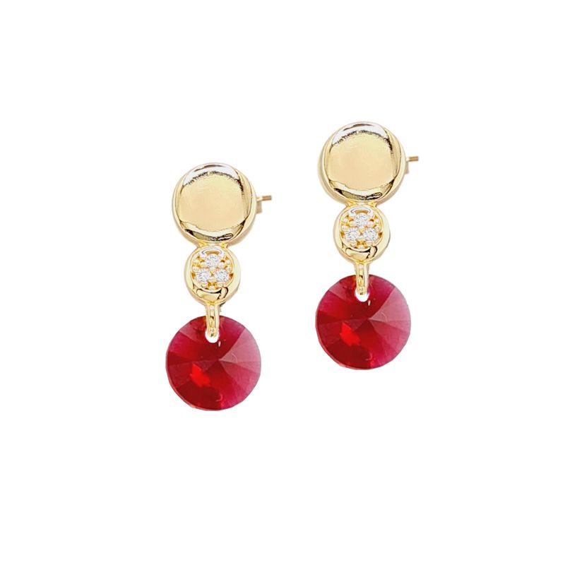 JOYAS MONTERO - Aros Punto  De Luz Gold Cristal Genuino Siam Shimmer.
