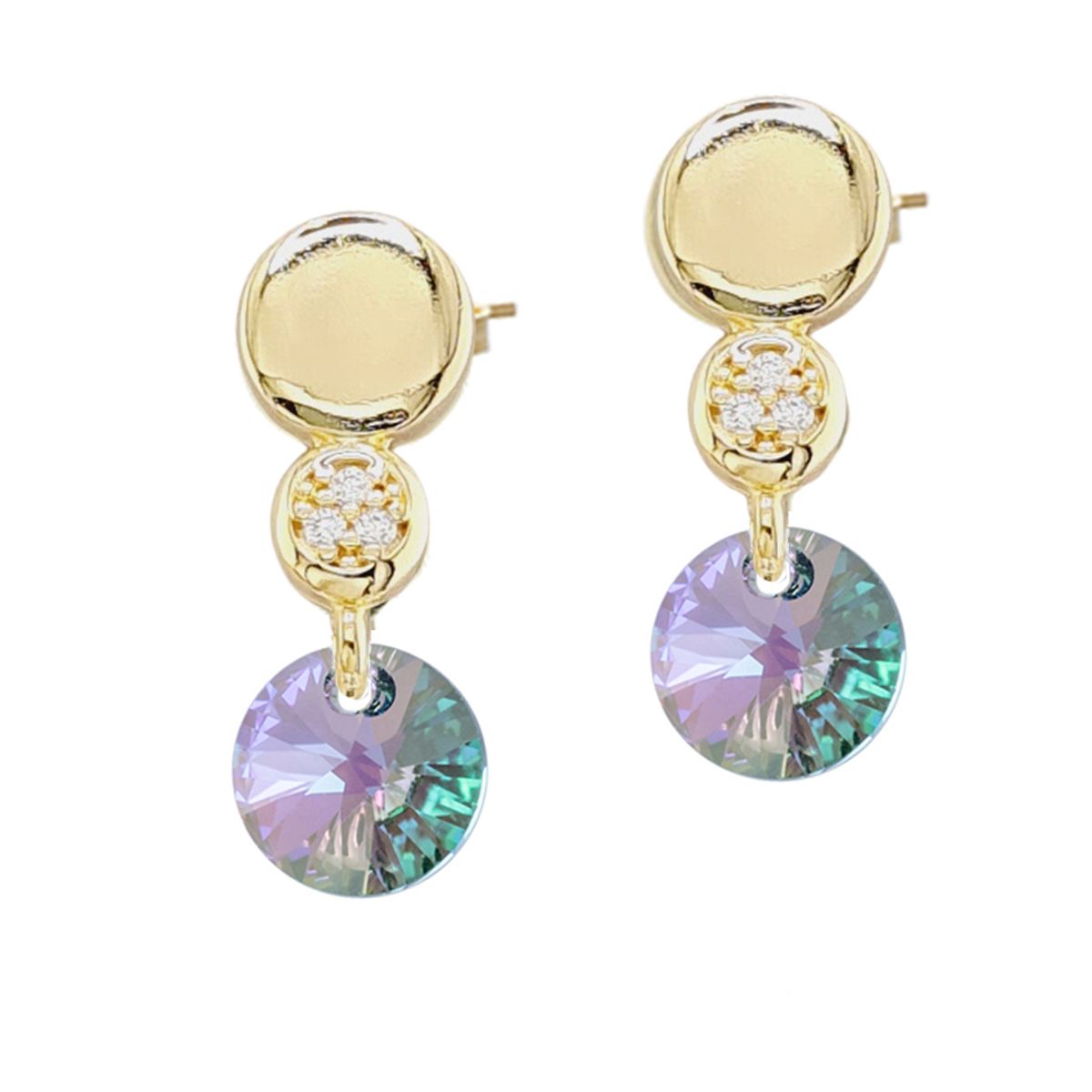 JOYAS MONTERO - Aros Punto De Luz Gold 24K creado con cristales de Swarovski® Paradise Shine