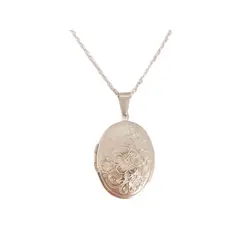 ELBAULDEJUMA - Colgante Ovalo Flor Relicario Relieve hipoalergénico