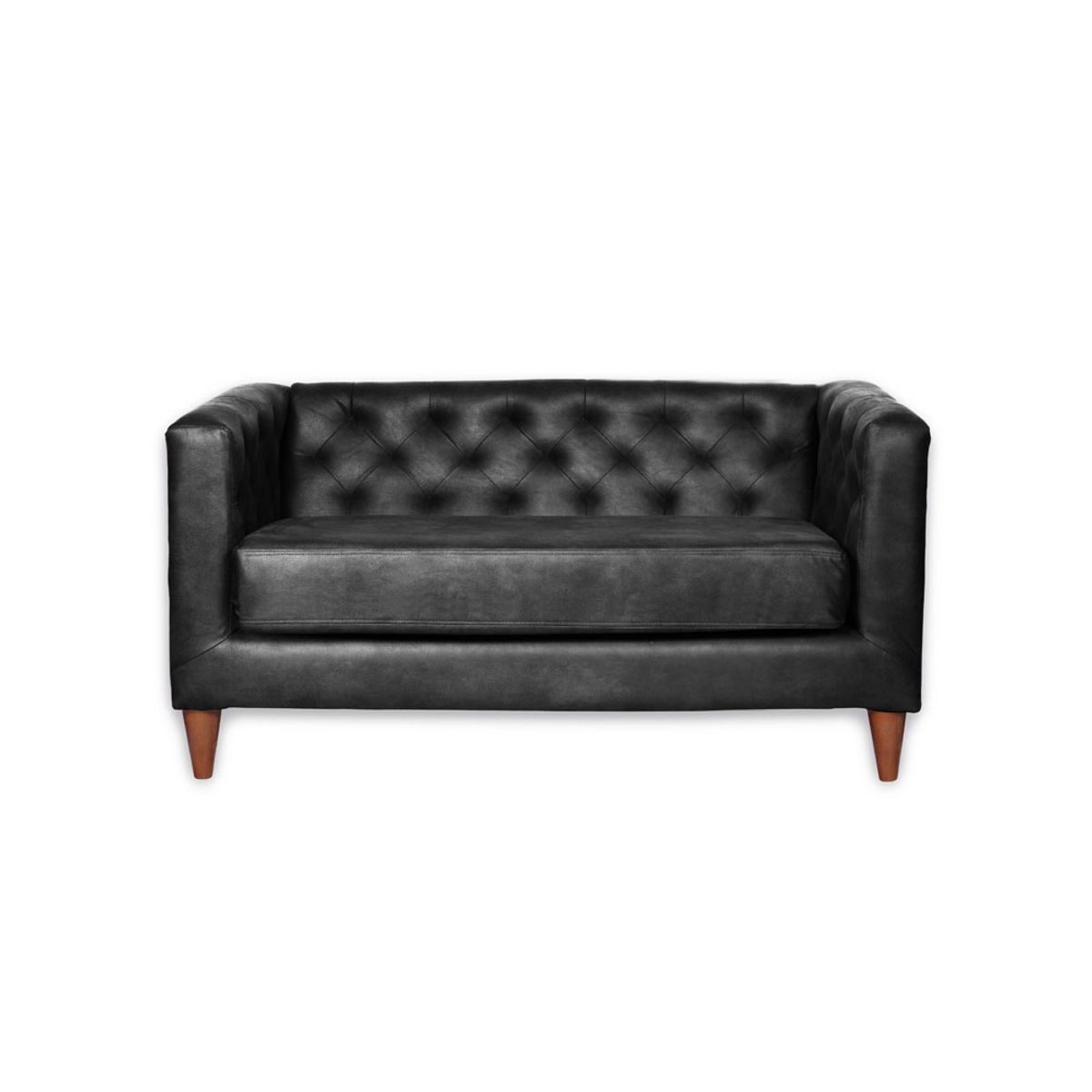 LATAM HOME - Sofá Brescia 2 Cuerpos Cuero Kentucky Negro