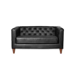 LATAM HOME - Sofá Brescia 2 Cuerpos Cuero Kentucky Negro