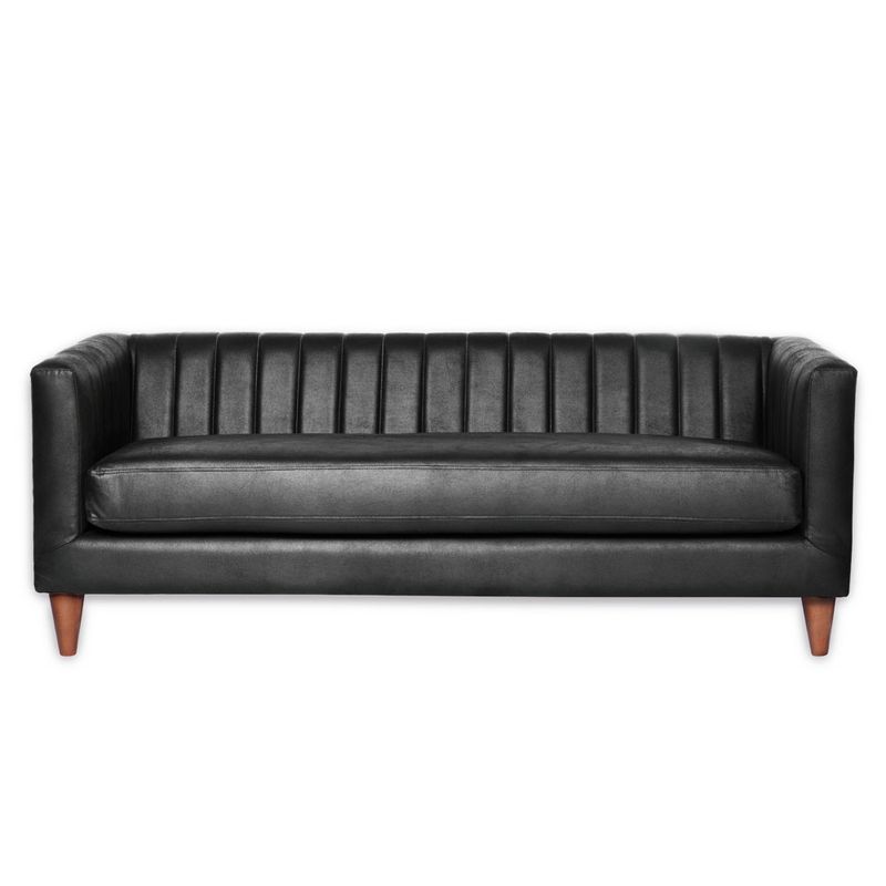LATAM HOME - Sofá Sorrento 3 Cuerpos Cuero Kentucky Negro