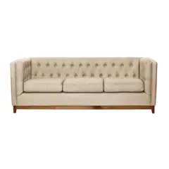 LATAM HOME - Sofá Roma 3 Cuerpos Capitoné Lino Natural