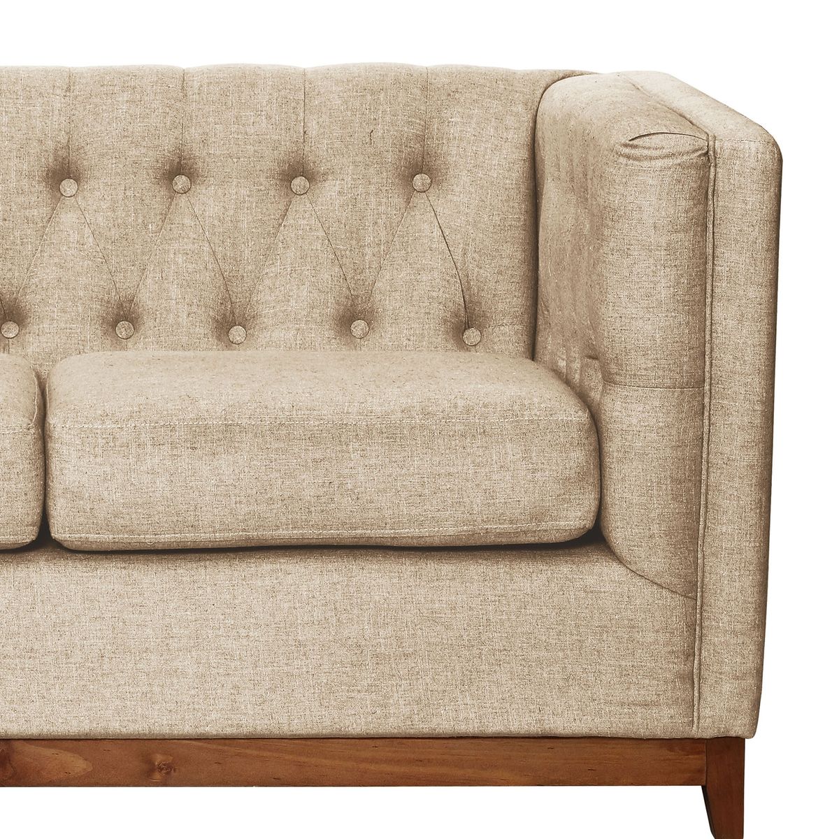 LATAM HOME - Sofá Roma 3 Cuerpos Capitoné Lino Natural