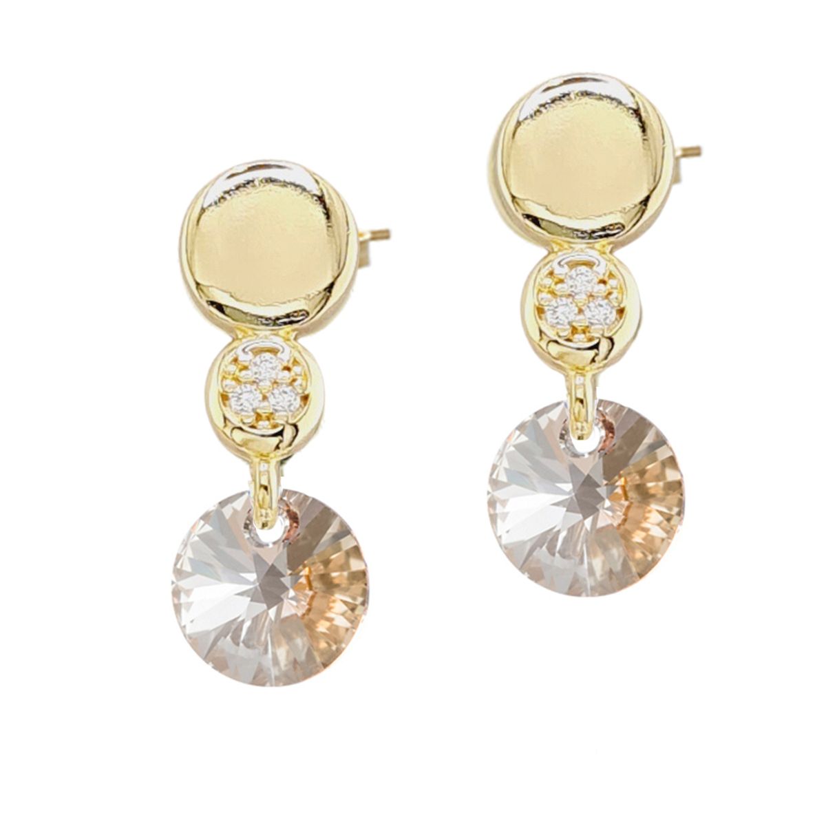 JOYAS MONTERO - Aros Punto De Luz Gold 24K creado con cristales de Swarovski® Golden Shadow