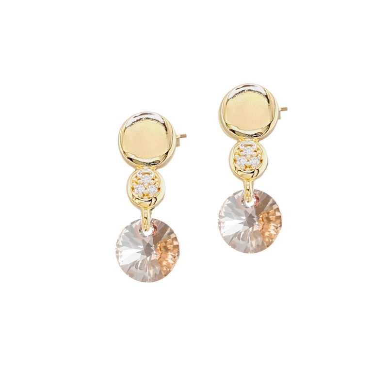JOYAS MONTERO - Aros Punto  De Luz Gold Cristal Genuino Golden Shadow.