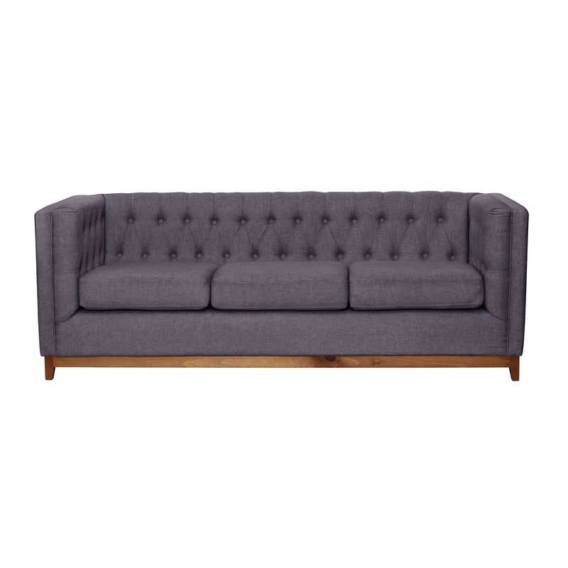 LATAM HOME - Sofá Latam Home Roma 3 Cuerpos Capitoné Gris Oscuro