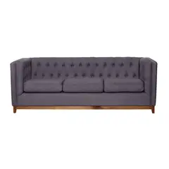 LATAM HOME - Sofá Roma 3 Cuerpos Capitoné Gris Oscuro