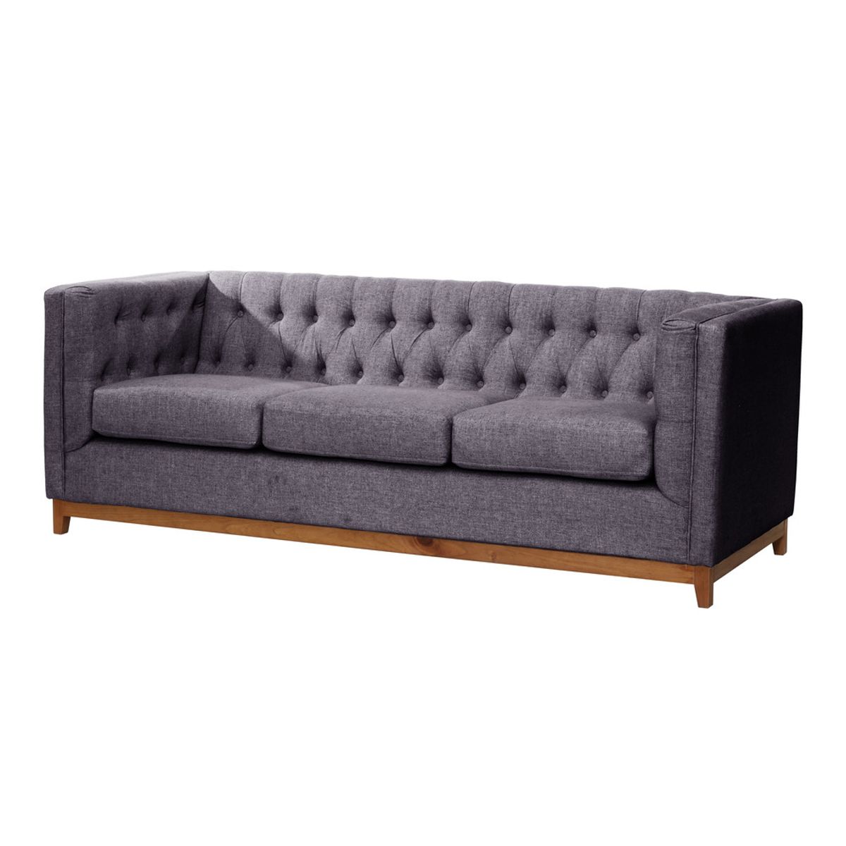 LATAM HOME - Sofá Latam Home Roma 3 Cuerpos Capitoné Gris Oscuro